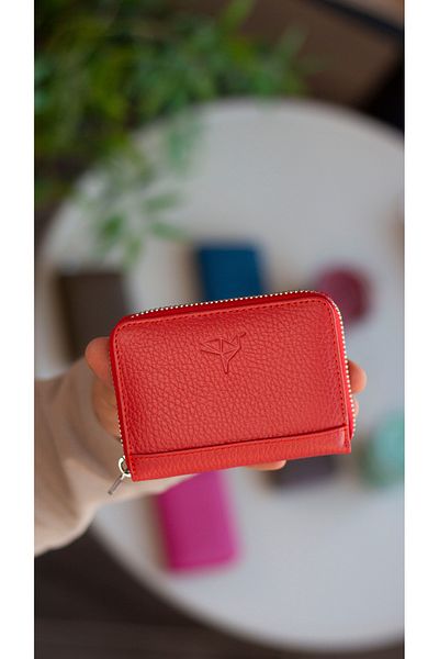 Garbalia Sydney Genuine Leather Unisex Dusty Rose Wallet with Coin Eyes and Zipper