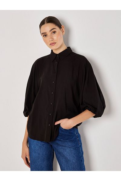 Apricot Puffärmel-Shirt mit Nahtdetail