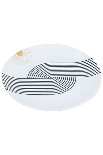 Alsaif Gallery Al Saif Gallery porcelain serving plate, 26 cm, sun pattern - white