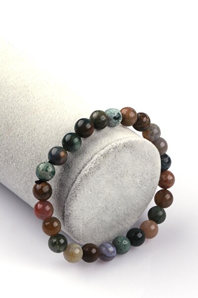 Zodyak Doğal Taş CERTIFIED INDIAN AGATE NATURAL STONE BRACELET 8 MM