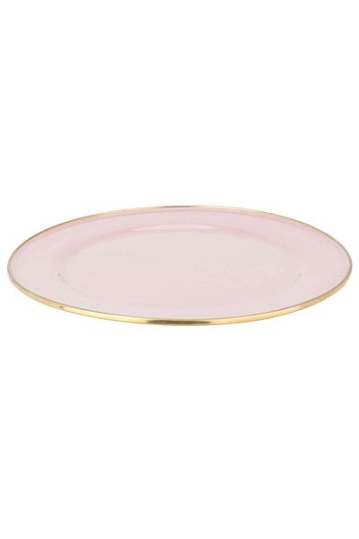 Alsaif Gallery Al Saif Gallery Steel Serving Plate, 30 cm, Round - Light Pink