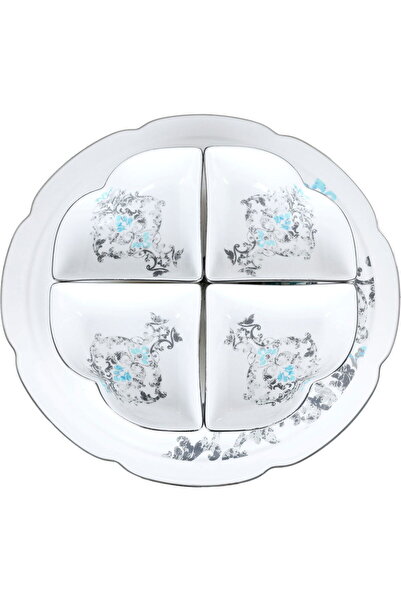 Alsaif Gallery Saif Gallery 5-Piece Engraved Porcelain Yogurt Set - White