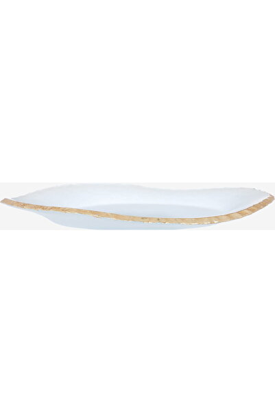 Alsaif Gallery Al Saif Gallery Glass Dessert Dish, 27 X 27 X 2.5 Cm - Clear Gold