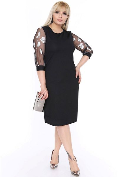 modayız Φόρεμα με μανίκια από τούλι Ασημί Μαύρο Plus Size 16c-0455