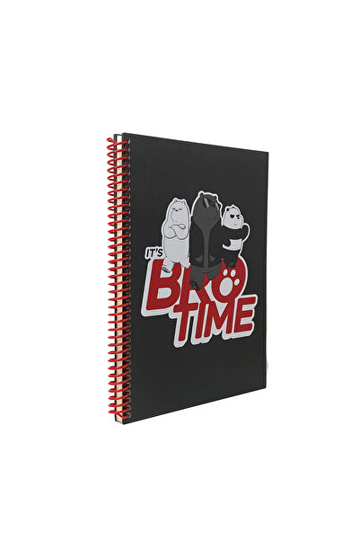 Space License We Bare Bears Bro Time Spiral Hard Cover Checked Notebook