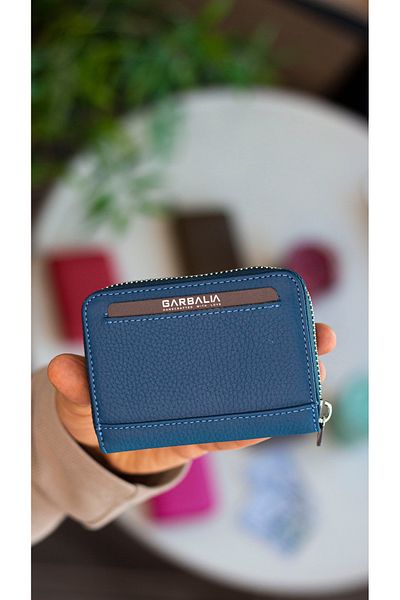 Garbalia Portofel unisex albastru petrol cu ​​fermoar pentru monede din piele naturală Sydney