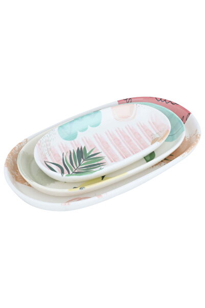 Alsaif Gallery Porcelain serving plate set, 10 x 14.5 x 17 cm, oval with oliv...