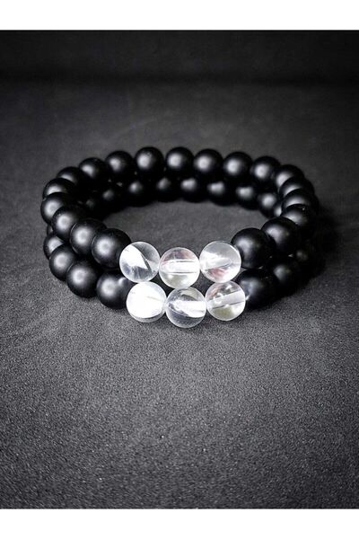 LADIN DOGALTAŞ Onyx & White Czech Crystal (thermal Quartz) Natural Stone Love...