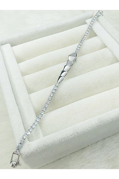 DS DİAMONDSHOP Waterway Zircon Stone Snake Bracelet Byzblk- 2025012009