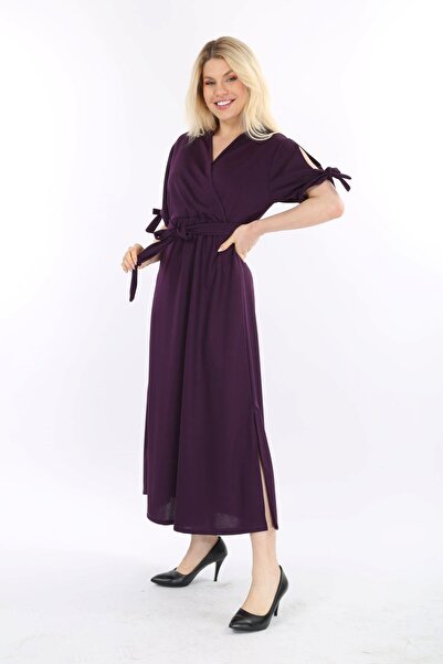 modayız Φόρεμα με μακρύ σκίσιμο με διπλό λαιμόκοψη 38D-2131