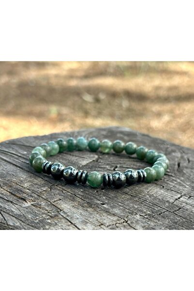 Zodyak Doğal Taş 8mm Green Apatite Hematite Stone Men's Women's Natural Stone...