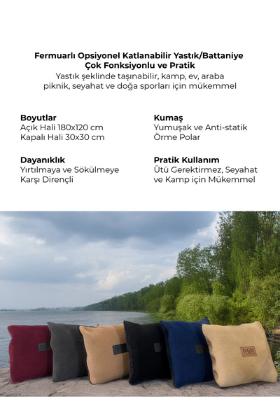 ngn collection Katlanabilir Yastık ve Battaniye Premium Soft, Seyahat, Araba ve Uçak İçin Opsiyonel Kullanım