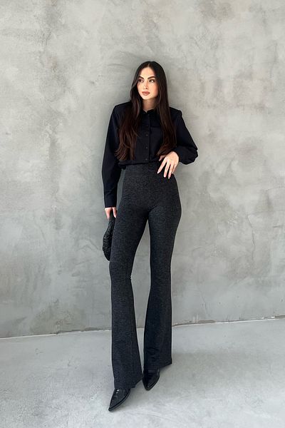 Seda Yalçın Atelier Anthracite Glitter Spanish Leg Leggings Trousers