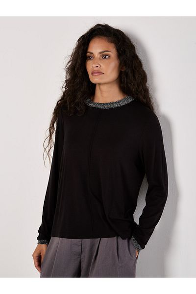 Apricot Jersey-Strickoberteil mit Glitzerbesatz
