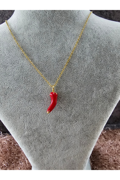 SiestaAccessories Gold Kırmızı Biber Kolye