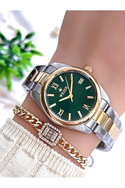 Wesse Çelik Kordon Takvimli Kadran 5 Atm Suya Dayanıklı Kadın Kol Saati+Bilek...