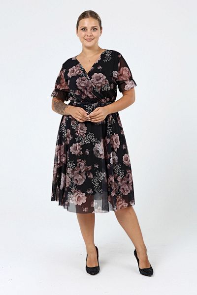 modayız Double Breasted Collar Plus Size Summer Dress 30a-2157
