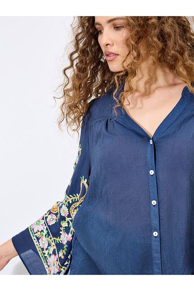 Apricot Paisley Bluse mit Glockenärmeln
