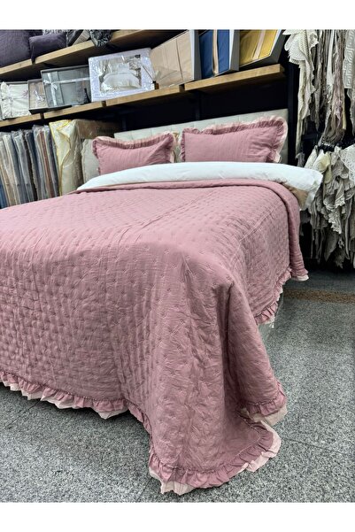 ÇAPAEV Çapa Fırfırlı Tek Kişilik Yatak Örtüsü Gül Kurusu