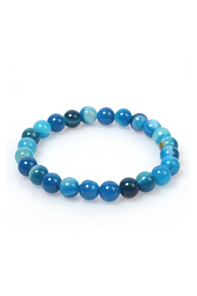 Zodyak Doğal Taş CERTIFIED BLUE AGATE NATURAL STONE BRACELET 8 MM