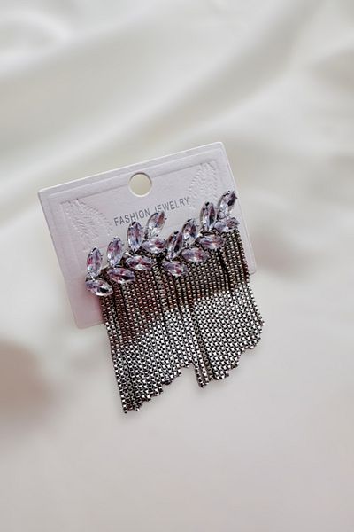 PETEK AKSESUAR 4 CM Wide Luxury Earrings with Stone Detail
