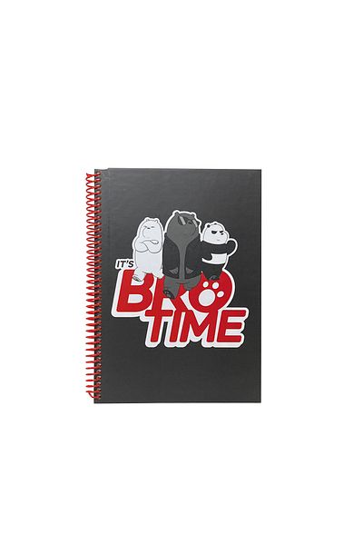 Space License We Bare Bears Bro Time Spiral Hard Cover Checked Notebook