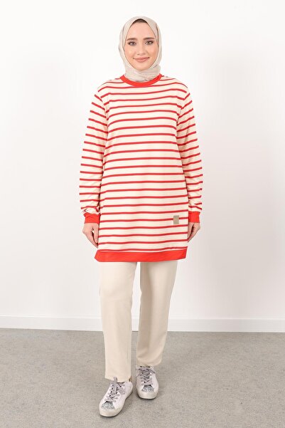 Linvey Daily crew neck striped two thread comfortable fit tunic hijab