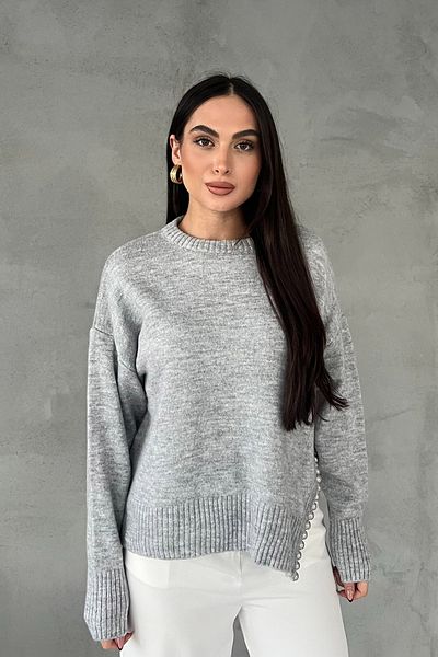 Seda Yalçın Atelier Gray Side Bead Detail Knitwear Sweater