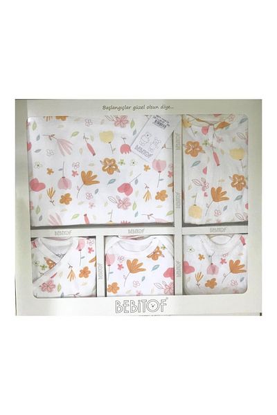 Bebitof Floral Patterned 10-Piece Hospital Discharge Bodysuit Set
