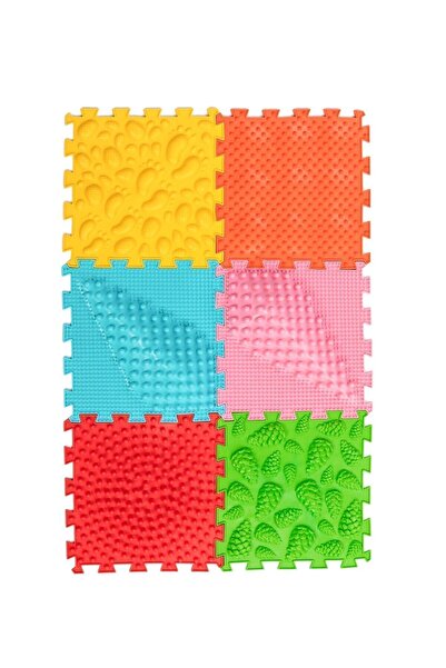 Ortohalı 6 Modüllü Ortopedik Halı Çocuk Duyu Matları Renkli Puzzle Çocuk Masaj Halıları Oh602