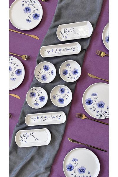 QUEEN Purple Violet 6-Piece 14 Piece Breakfast Set