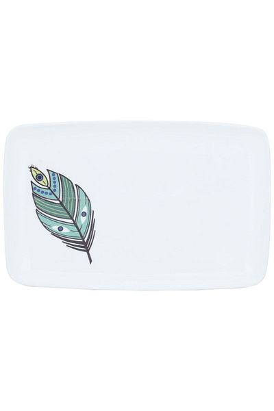 Alsaif Gallery Al Saif Gallery porcelain serving plate, 34 x 25 cm, rectangular - white