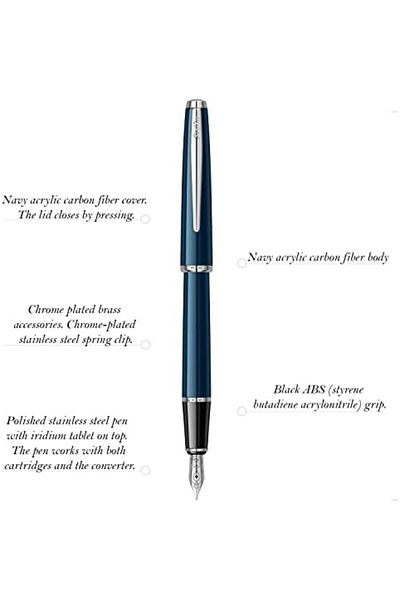 STOREMAX Ntwork Vintage 33 Fountain Pen, Stainless Steel, Navy Art 1087243