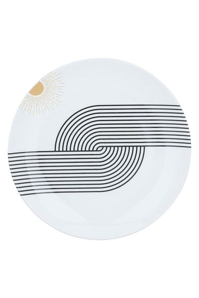 Alsaif Gallery Al Saif Gallery porcelain serving plate, 26 cm, sun pattern - white
