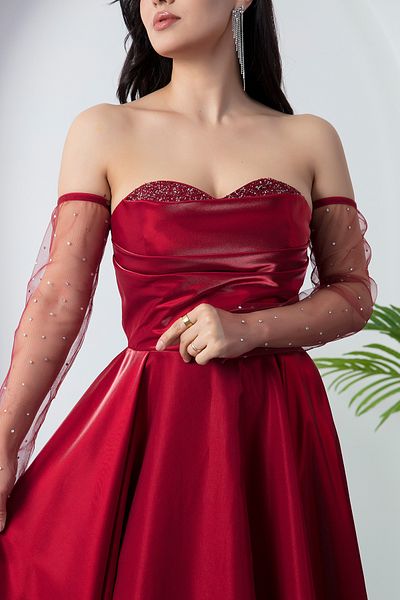 PULLIMM Rochie cu detaliu din piatră în piept fără bretele ECR5216
