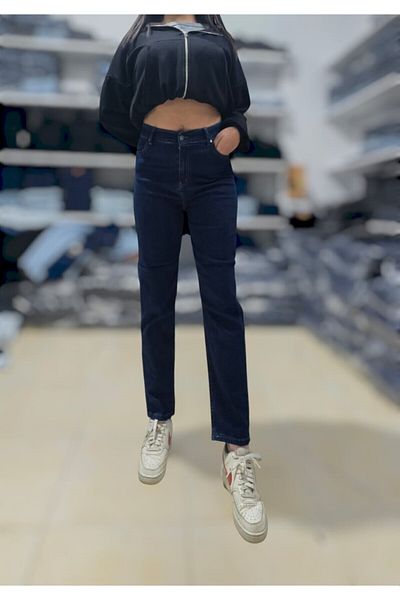 LAMİRA Blugi elastici din lycra cu talie înaltă, albastru închis