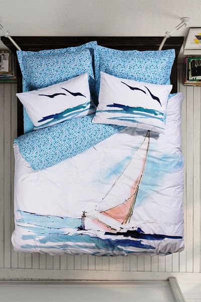 Cotton Box Set cuvertură de pilota unică Sail Blue - țesătură Ranforce 57 Wire 100% bumbac