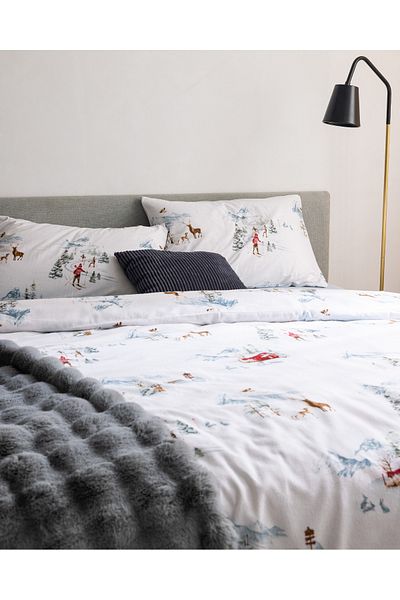 Madame Coco Set cuvertură de pilota Neiger Double 100% bumbac flanel - alb