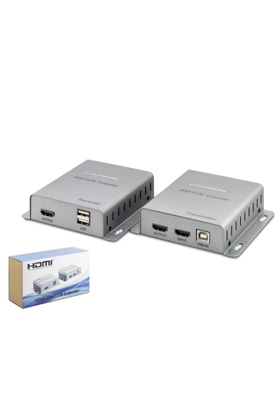 HADRON HDX1355 HDMI KVM Extender 4K 60 m - Gümüş