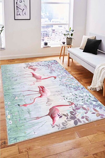 RugViva Kaymaz Tabanlı Makinede Yıkanabilir Halı Rv326 Flamingo