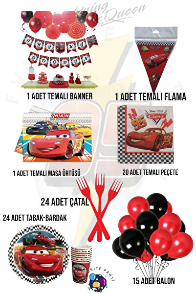 Evabrite Cars Cars Themed Set for 24 People Süprb - Προμήθειες για πάρτι γενε...
