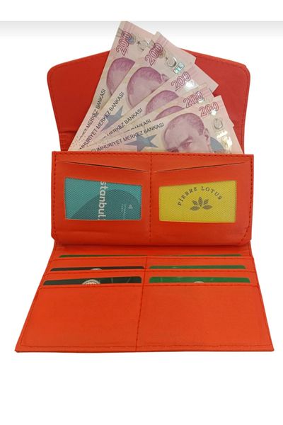 Pierre Lotus Muadex Orange Coin Paper Money with Card Holder Compartment