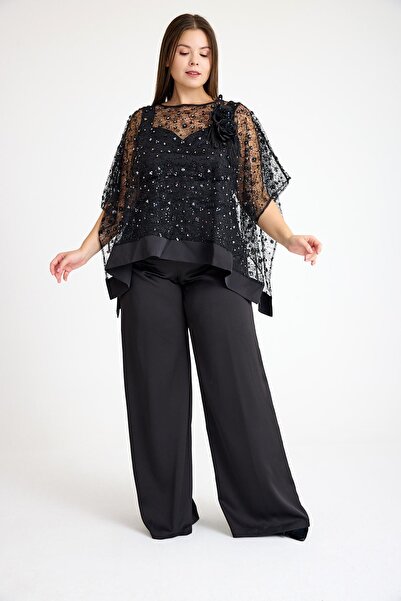 MAXXE 5903PSAT PAYET CEKETLİ SATEN PANTOLONLU TAKIM