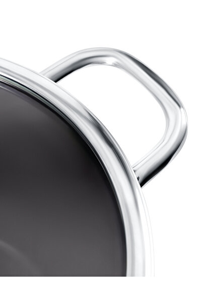 Madame Coco Titanyum Emaye Derin Tencere - Antrasit - 22 cm