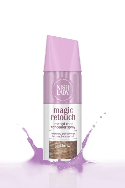 NISHLADY Hair Magic Retouch / Beyaz Saçlar Için Kapatıcı Saç Spreyi Ve Seyrek Kapatıcı Açık Kahve 100 ml