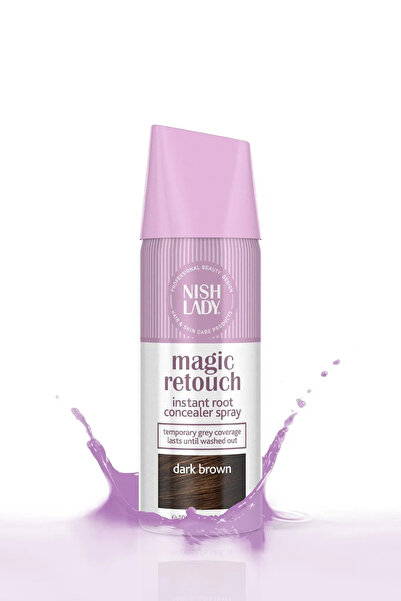 NISHLADY Hair Magic Retouch /beyaz Saçlar Için Beyaz Kapatıcı Saç Spreyi Ve Seyrek Kapatıcı Koyu Kahve 100 ml