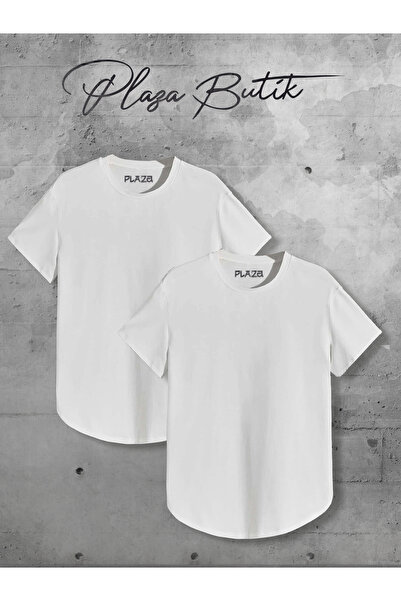 Plaza Butik Tricou de bază, neimprimat, cu tăietură ovală, 2 piese