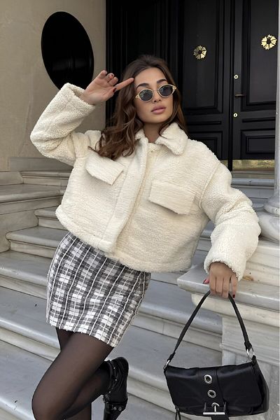 The Champ Clothing Sherpa Fabric Crop Coat