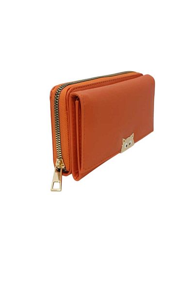 Pierre Lotus Muadex Orange Coin with Cat Paper Money Card Holder Compartment