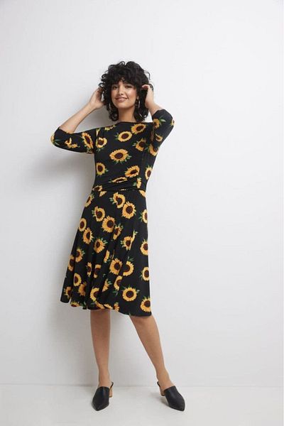Deridün Yıldız Shoes Women's Three Quarter Sleeve Crew Neck Midi Micro Dress